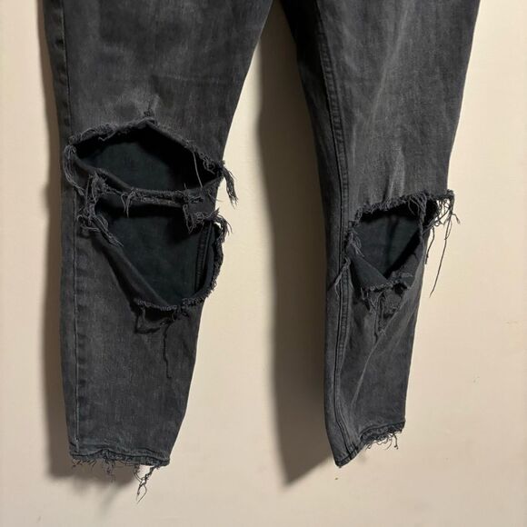 Abercrombie & Fitch The Skinny High Rise Gray Black Distressed Knee Size 4 (27S) - Picture 4 of 10